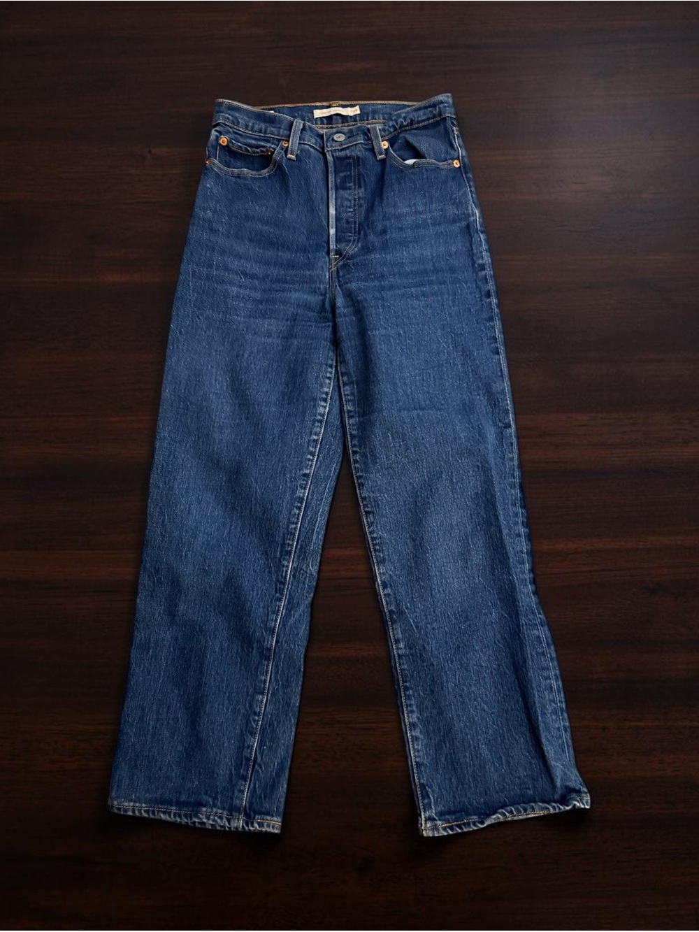 LEVI’S RIBCAGE STRAIGHT ANKLE LENGTH DARK BLUE WASH ULTRA HIGH RISE JEANS 29